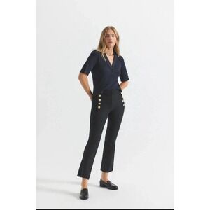 Derek Lam 10 Crosby Robyn Cropped Bootcut Sailor Pants Black Sz 6
